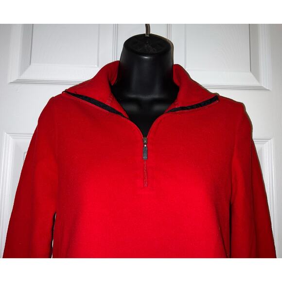 GAP Womens Red Microfleece Long Sleeve Pullover Zip Neck Top - Sz S Small - Picture 2 of 6